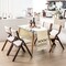 Set of 2 Linen Foldable Dining Chair Wooden Frame Padded Seat